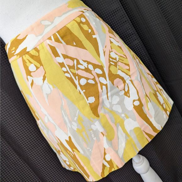 J. CREW! PASTEL PINK, GRAY & MUSTARD BOTANICAL PRINT CHINO MINI-SKIRT! SZ 4 - Picture 1 of 6